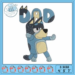 Bluey dad design embroidery, bluey coloring page​​​ embroidery