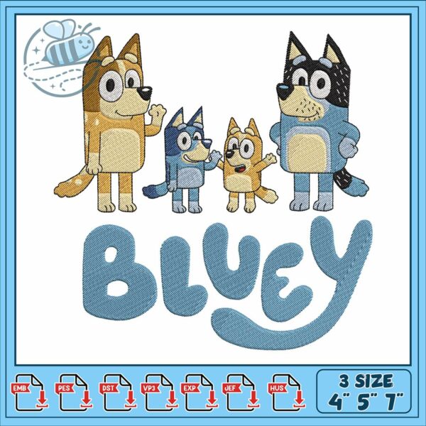 Bluey full family embroidery, bluey new episodes​ embroidery
