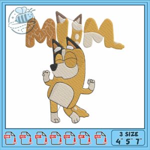 Bluey happy mum dance embroidery Bluey happy mum dance embroidery