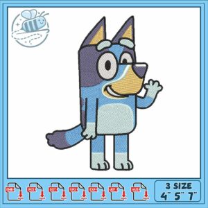 Bluey hello glass embroidery, bluey camping​ embroidery