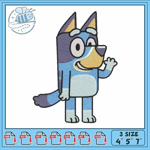 Bluey hello glass embroidery, bluey camping​ embroidery