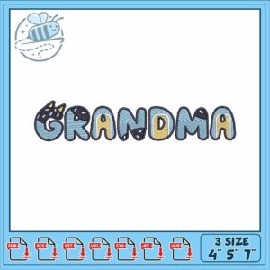 Bluey logo grandma embroidery, the sign bluey​​​ embroidery