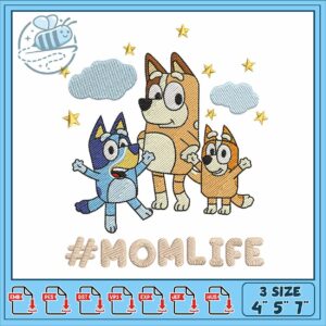 Bluey mom est life embroidery, bluey wrapping paper​ embroidery
