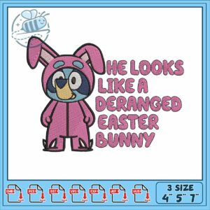 Bluey pink cartoon embroidery, bluey games​​ embroidery