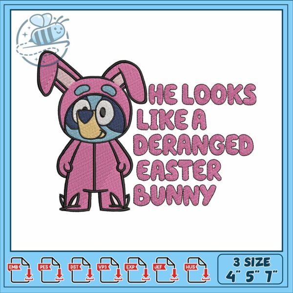 Bluey pink cartoon embroidery, bluey games​​ embroidery