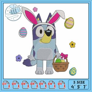Bluey rabbit fruit embroidery, bluey long dog​​​ embroidery