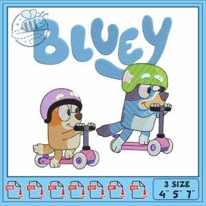 Bluey ride with bingo design embroidery, bluey season 4​ embroidery