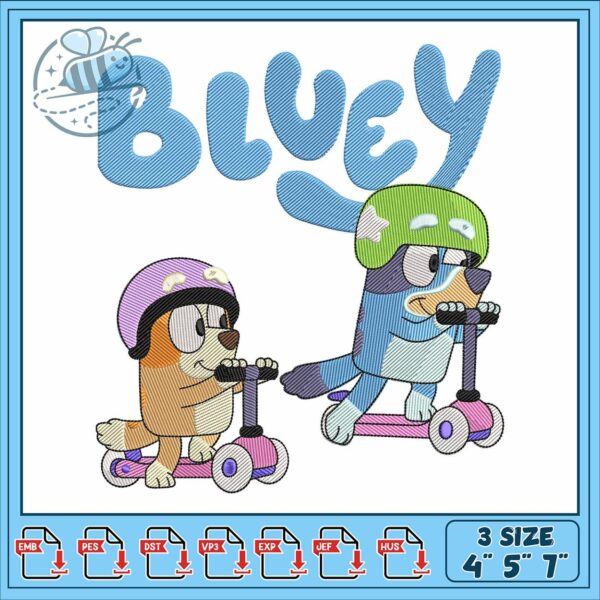 Bluey ride with bingo design embroidery, bluey season 4​ embroidery