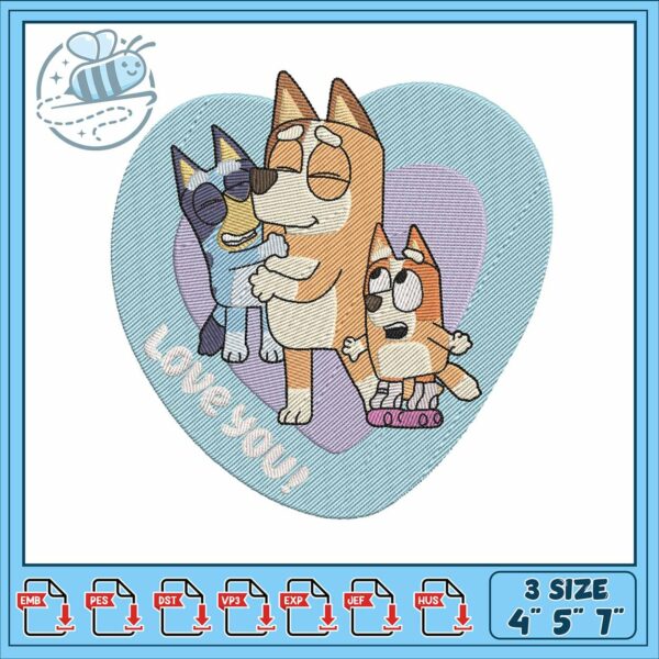 Bluey see mom design embroidery, bluey house​ embroidery