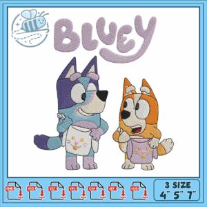 Bluey the tshirt design embroidery, bluey and bingo​​​​ embroidery