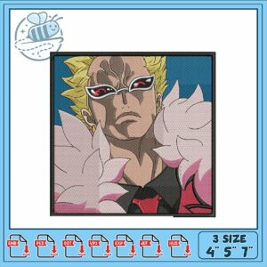 Bold Anime Style Embroidery Design for Crafting Art