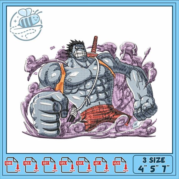 Bold Embroidery Design of Powerful Anime Character