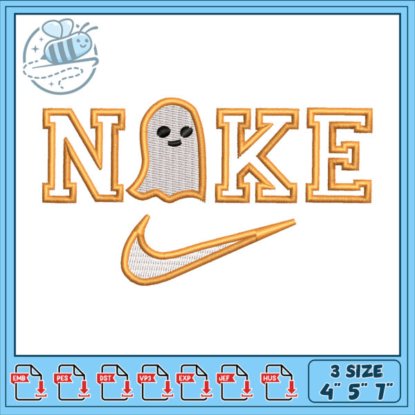 Boo Nike Embroidery Design 4x5x7 Inch