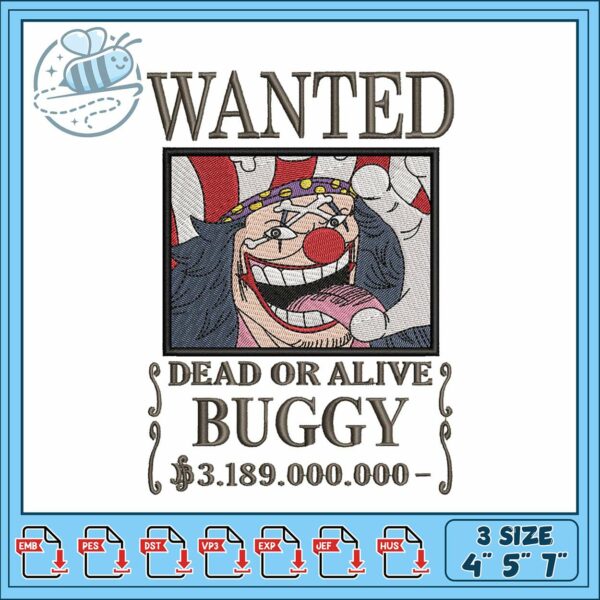 Bounty buggy embroidery , one piece characters​​ ​embroidery