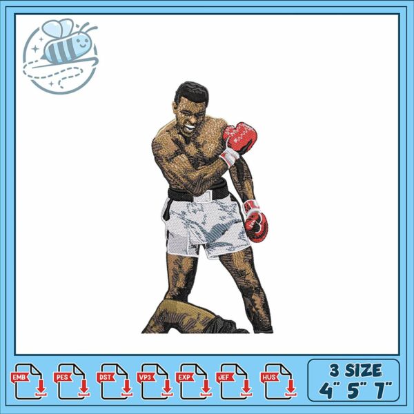 Boxing Champion Embroidery Design in Three Sizes