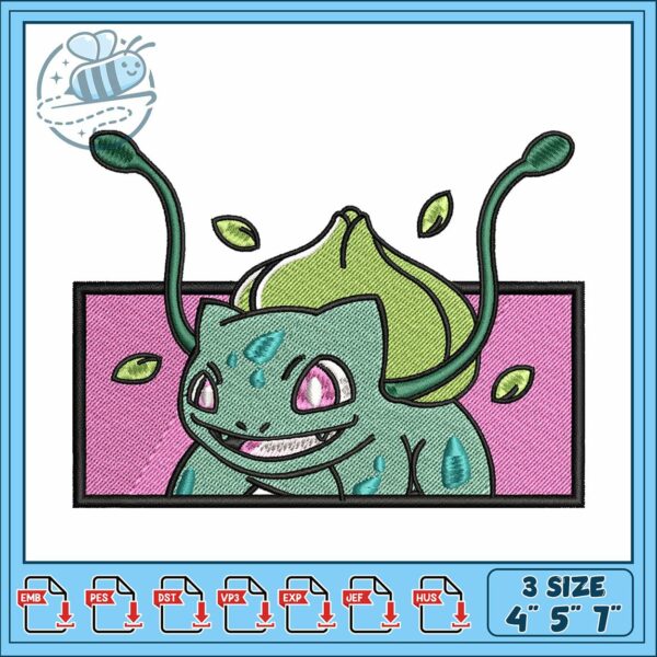 Bubasaur pokemon embroidery, pokemon fusion ​embroidery