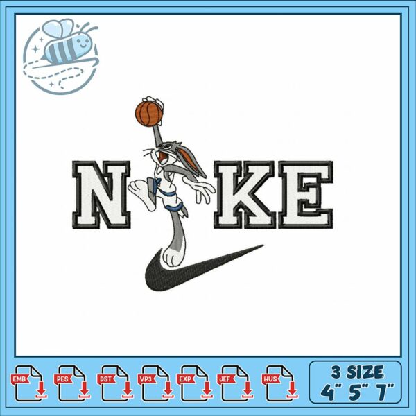 Bugs Bunny Basketball Embroidery Design Digital File