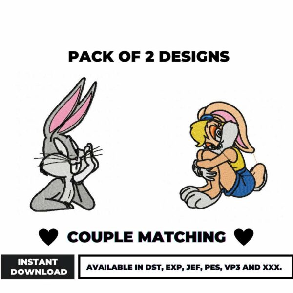 Bugs Bunny Couple Embroidery Designs