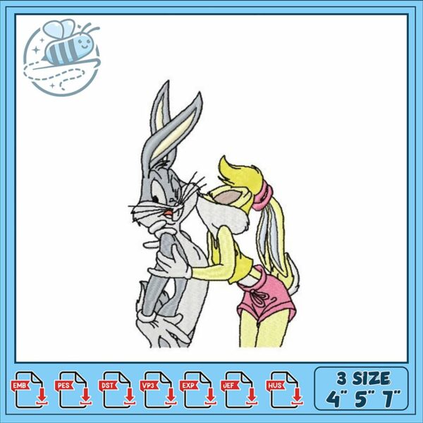 Bugs Bunny and Lola Bunny Embroidery Design Set