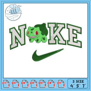 Bulbasaur Nike Style Embroidery Design for All Sizes