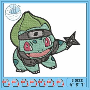 Bulbasaur ninja pokemon embroidery