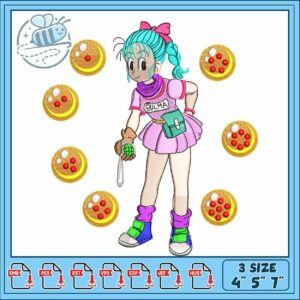 Bulma bunny design art embroidery, bulma from dragon ball​ ​embroidery