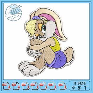 Bunny lady cat design embroidery