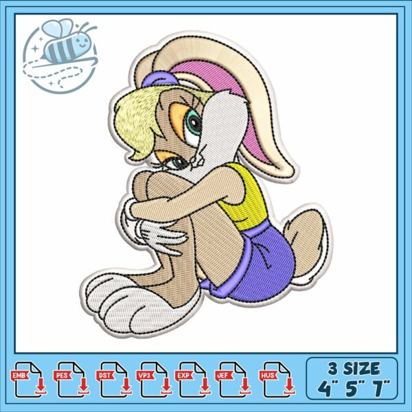 Bunny lady cat design embroidery, cat and bunny​ embroidery