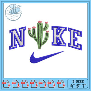 Cactus Nike Embroidery Design 4x5x7 Inch