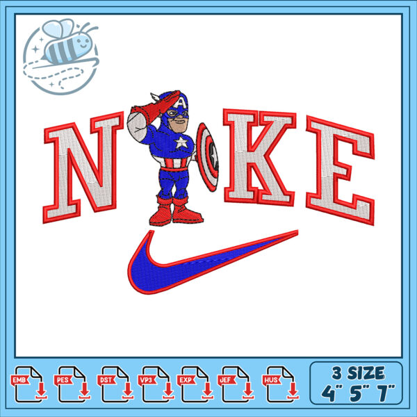 Captain America Nike Embroidery Design