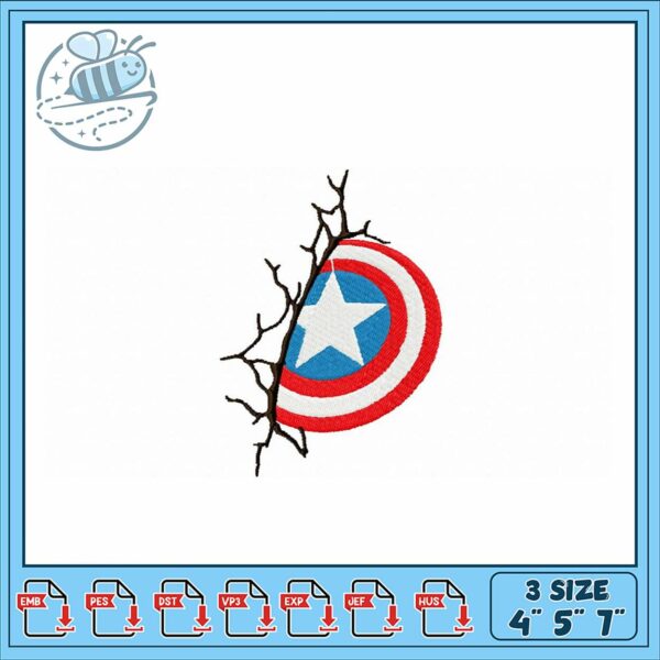 Captain Shield Embroidery Design for Creative Projects
