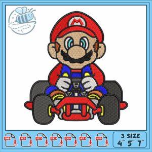 Car man mario design embroidery
