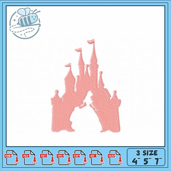 Castle Embroidery Design for Creative Projects 4x5x7