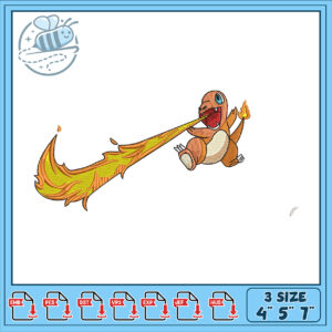 Charmander Embroidery Design 4x5x7 Inch