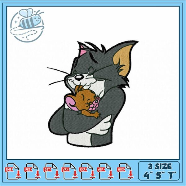 Charming Cat and Mouse Embroidery Design Download