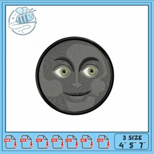 Charming Moon Face Embroidery Design in Three Sizes