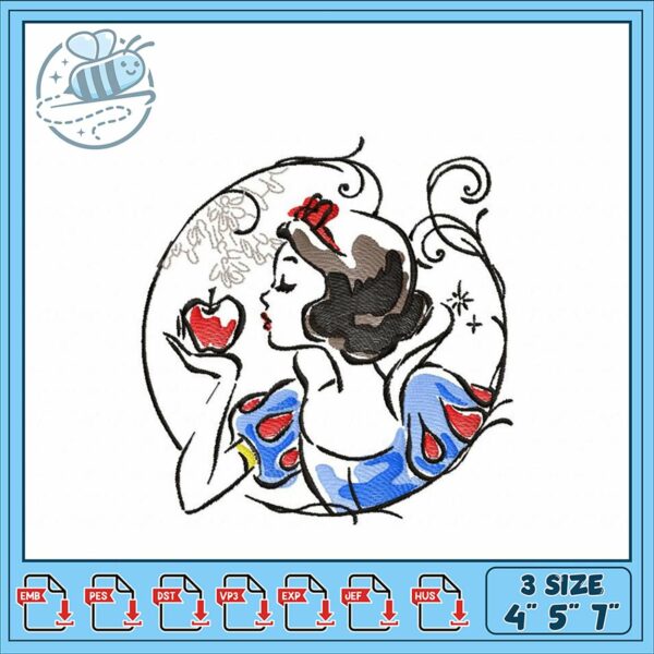 Charming Snow White Embroidery Design for Crafts