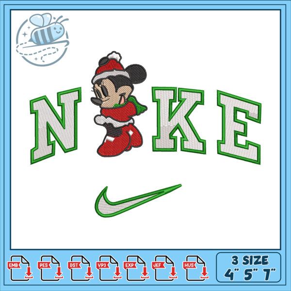 Christmas Nike Mickey Embroidery Design