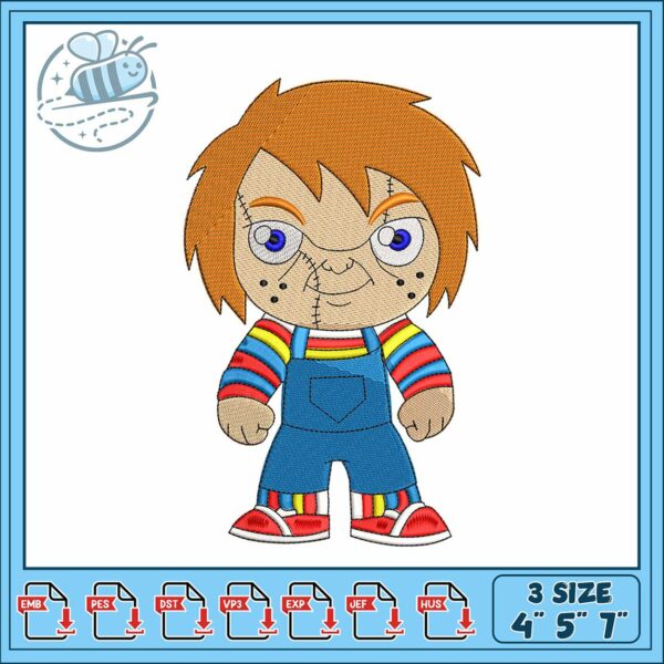 Chucky chibi design embroidery, chucky movies​​ embroidery