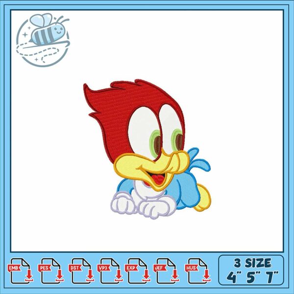 Colorful Cartoon Woodpecker Embroidery Design Home Decor