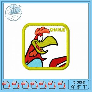 Colorful Charlie the Rooster Embroidery Design Patch