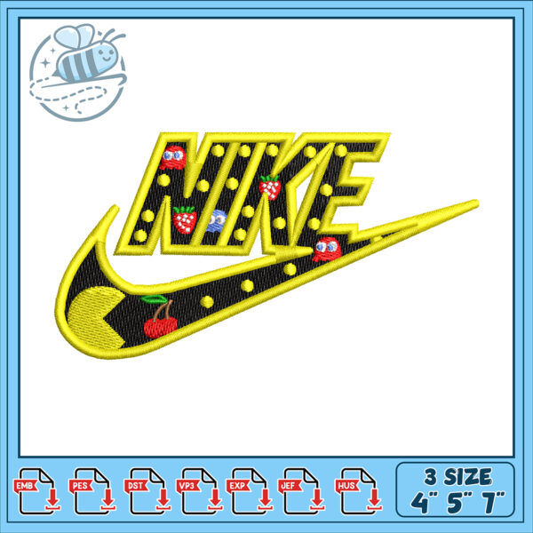 Colorful Nike Logo Embroidery Design in Three Sizes