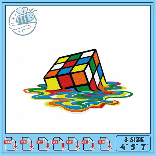 Colorful Rubik’s Cube Embroidery Design for Crafting