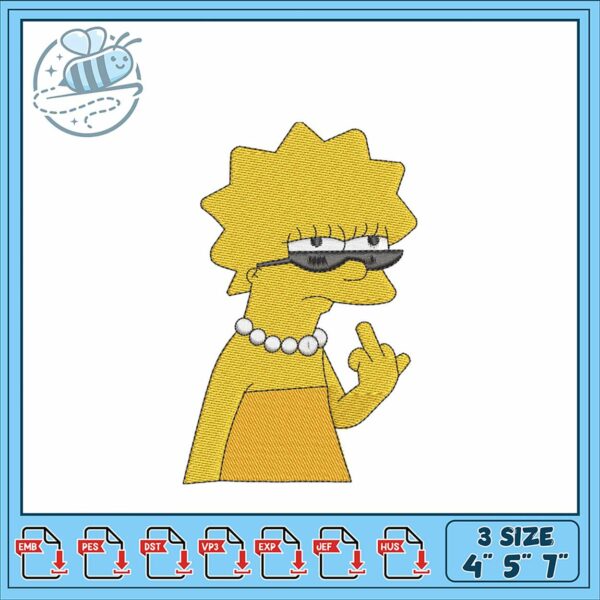 Cool Lisa Simpson Embroidery Design for All Projects