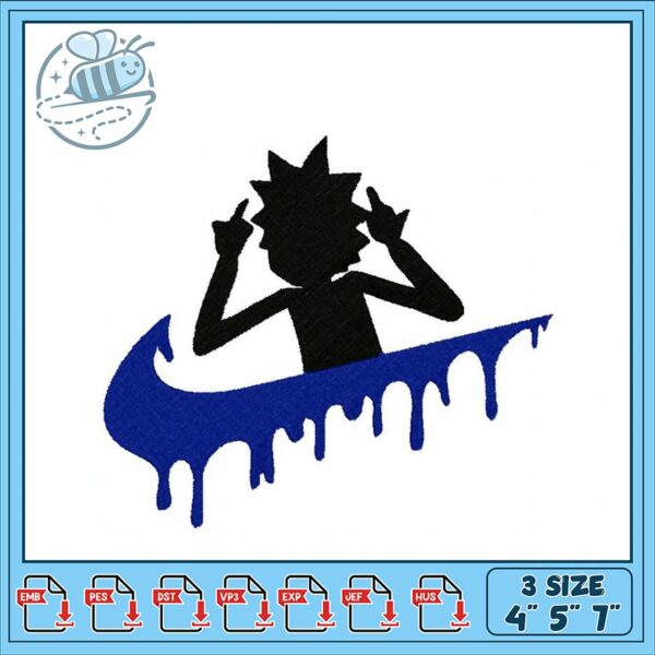 Cool Silhouette Embroidery Design with Drips 3 Sizes
