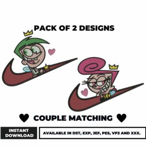 Couple Matching Embroidery Bundle Pack of Designs