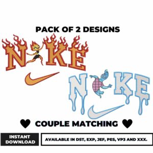 Couple Matching Embroidery Bundle with Two Unique Designs for Download