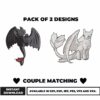 Couple Matching Embroidery Bundle with Two Unique Designs for Download