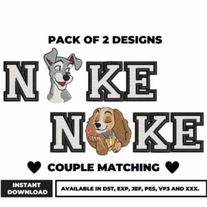 Couple Matching Embroidery Designs Bundle Download