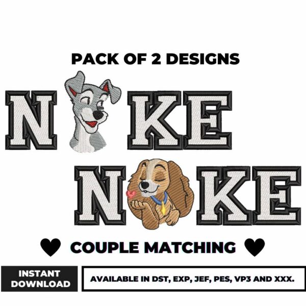 Couple Matching Embroidery Designs Bundle Download